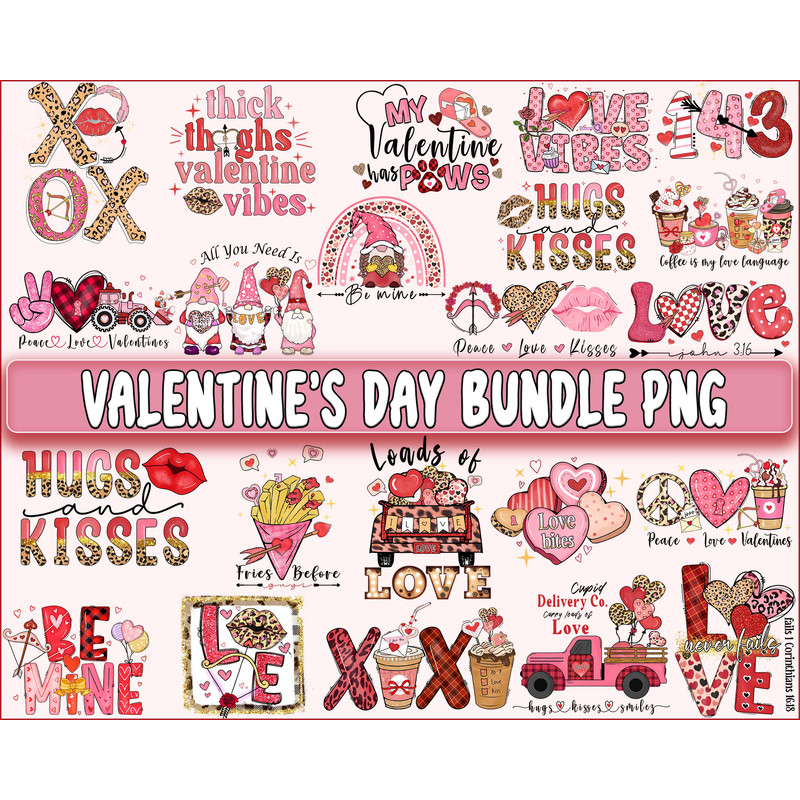 Valentine's day bundle PNG ,14-3 Day PNG, Valentines Day Sublimation , XoXo , Love , Lips , Heart valentine's day sublimation, Digital Download, Instant Downlo