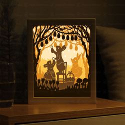 super cute easter shadow box, easter bunny lightbox svg, paper cut shadow box, 3d easter svg file