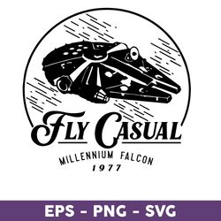 Fly Casual Millennium Falcon 1977 Svg, Star Wars Svg, Yoda Svg, Baby Yoda Svg, Disney Svg - Download File