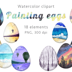 Painting eggs Watercolor clipart, PNG