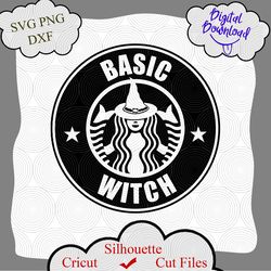 basic witch svg, halloween witch  svg, witch svg, stabucks digital download, halloween silhouette cameo, coffee svg, png