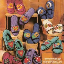 Comfy Country Slippers Crochet pattern - Pamper Your Feet Fun slippers Vintage pattern Digital PDF download