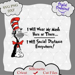 cat in the hat mask svg, cat in hat svg, face mask svg, inspired cutting files, funny mask logo, dr seuss shirt svg, png