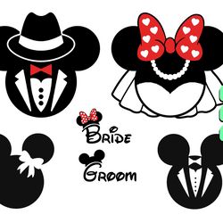 Bride And Groom Mickey And Minnie Svg, Disney Bride And Groom Svg Png