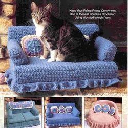 Crochet Kitty Couch pattern - Vintage pattern Digital PDF download