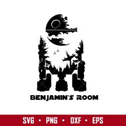 benjamin's room svg, r2d2 svg, star wars svg, png dxf eps digital file