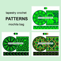 Wayuu mochila bag patterns / SET of 3 tapestry crochet patterns / 88