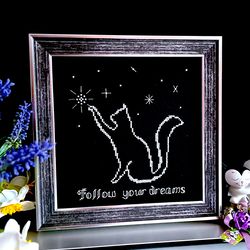 follow your dreams cat cross stitch pattern pdf by crossstitchingforfun instant download. cat cross stitch pattern pdf