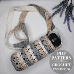 Crochet bottle holder pattern, easy crochet bottle carrier bag, kids bottle holder, shoulder bag crochet, crochet motif