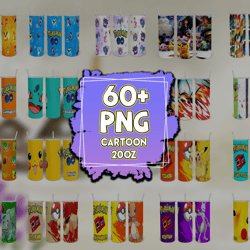 bundle 60 cartoon 20oz / 30oz skinny tumbler png,straight tapered template sublimation design, full tumbler wrap