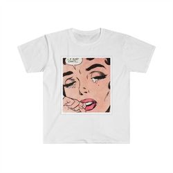 i just can't... woman crying funny y2k 2000's celebrity inspired 50's pop comic meme tshirt