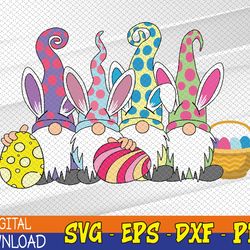 easter bunny spring cute gnome easter egg hunting and basket svg, eps, png, dxf, digital download