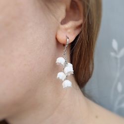 Lily of the Valley Earrings Statement Earrings Botanical Earrings Dangle Earrings 21st Birthday Gift Goblincore Earrings