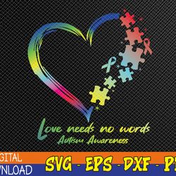 infinity heart love autism awareness needs no words tie dye svg, eps, png, dxf, digital download