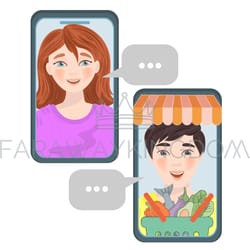 online store food trading smartphone vector illustration set