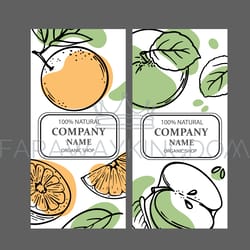 orange apple labels design sketch vector illustration set