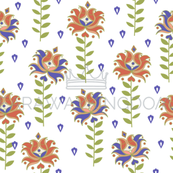 orange flowers oriental seamless pattern vector illustration