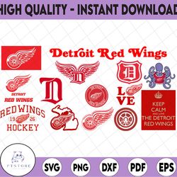14 files detroit red wings bundle svg, red wings svg,nhl svg, hockey cricut, download   cut file, clipart  cricut  silho