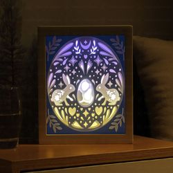 easter mandala shadow box, easter bunny lightbox svg, paper cut shadow box, 3d easter svg file