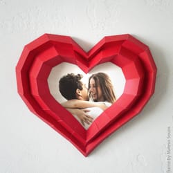 3d papercraft heart photo frame pdf dxf templates