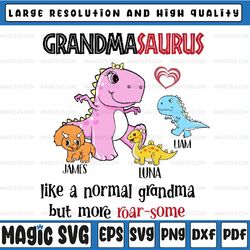 personalized grandma saurus svg, more roar some grandma svg, custom nana dinosaur, mothers day, digital download