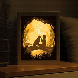 love dog shadow box svg, i love you to the moon and back shadow box, paper cut template files