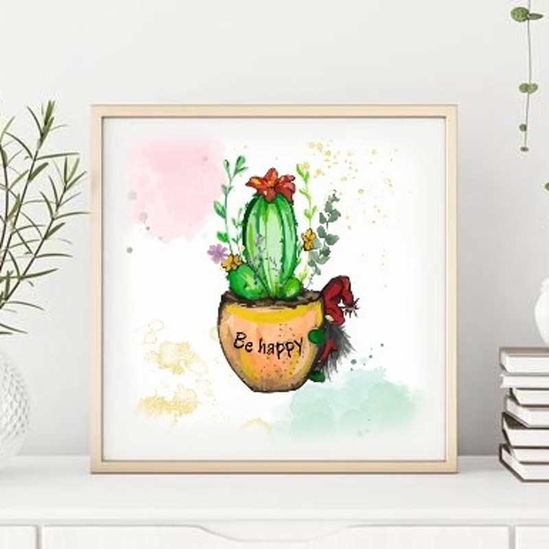 Cactus Print Gnome