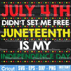 july 4th didnt set me free juneteenth is my independence day svg dxf cricut cut file, black african hands american