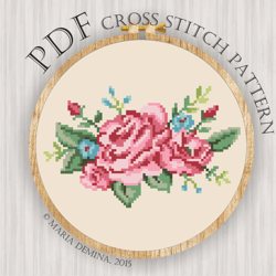 vintage roses pdf cross stitch pattern