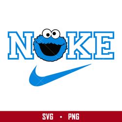 nike cookie monster face svg, cookie monster swoosh svg, nike logo svg, nike sesame street svg, png digital file