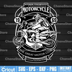 superior performance motorcycle svg, the great motor club svg, motorcycle svg, biker svg, svg cut files for cricut & dxf