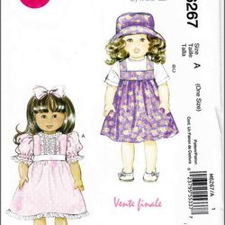 McCall's 6267 patterns Doll clothes for 18" dolls - Dress, Sundress, Top, Hat-Instruction in FRENCH-Digital download PDF