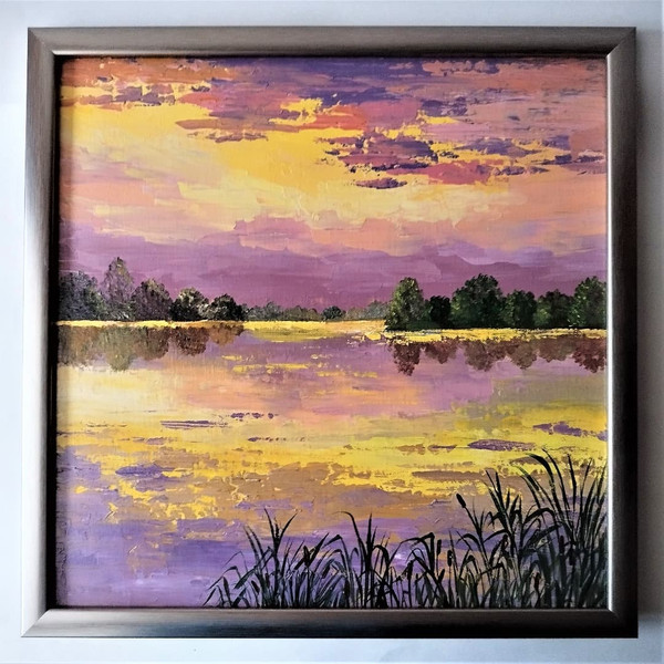 Landscape-painting-sunset-lake-art-impasto-wall-decor.jpg