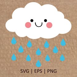 cloud svg | cute cloud png | baby cloud svg | kids cloud svg | cute rain svg | cricut svg file digital download | 035