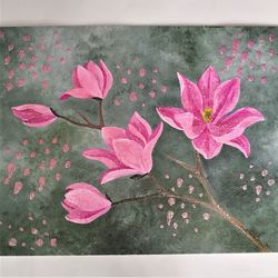 Acrylic Magnolia Painting | Floral Art | Brilliant Wall Decor
