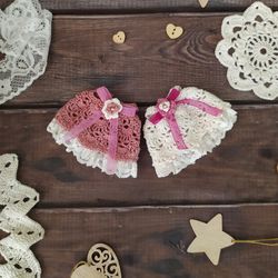 pattern crochet dress for doll 16cm (6 inches) obitsu 11, baboliy, holala. crochet clothes for doll tutorial.