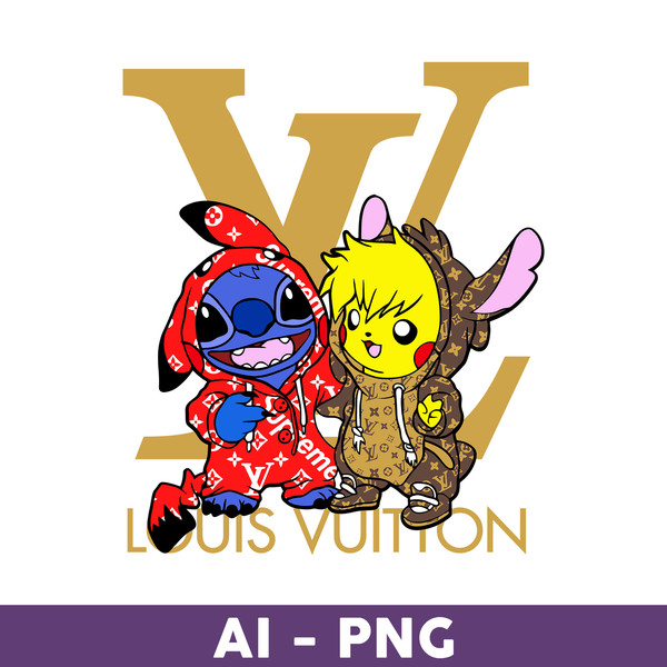 Louis Vuitton Stitch And Pikachu Png, Louis Vuitton Logo Fas - Inspire  Uplift