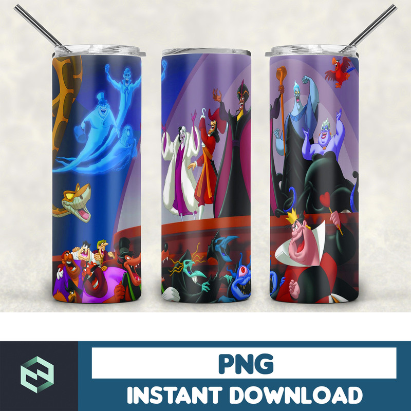 Disney Villains Tumbler 20oz Skinny Tumbler Wrap, Full Tumbler Wrap, Cartoon Tumbler Wrap, Sublimation Design, PNG Digital Download (1).jpg