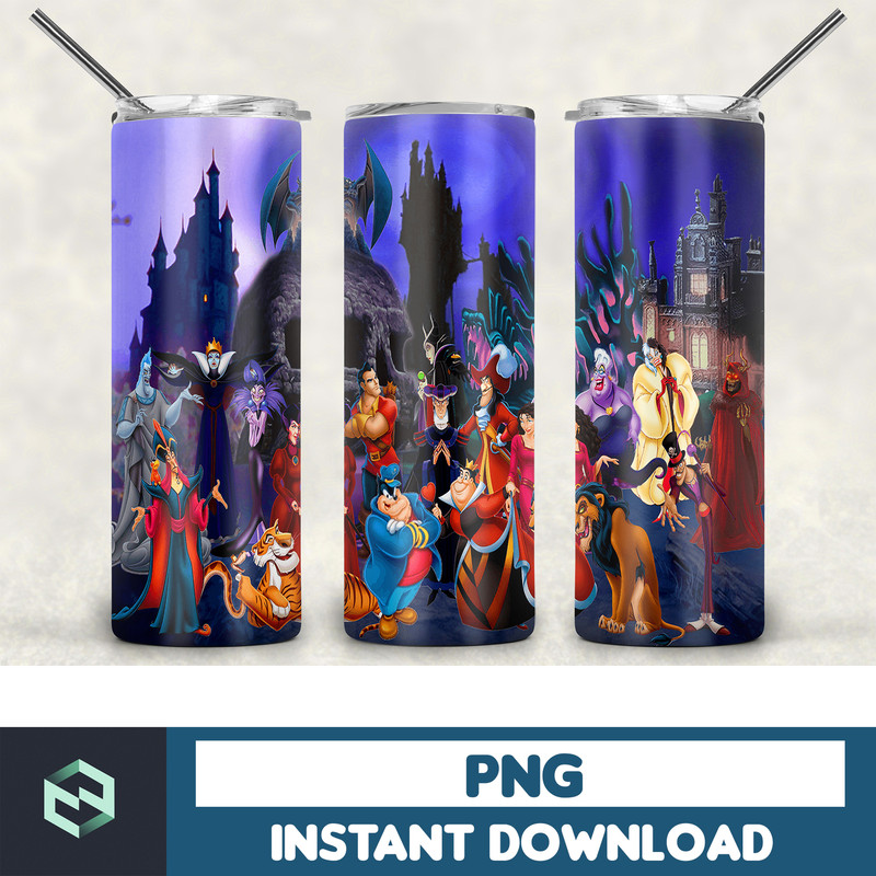 Disney Villains Tumbler 20oz Skinny Tumbler Wrap, Full Tumbler Wrap, Cartoon Tumbler Wrap, Sublimation Design, PNG Digital Download (3).jpg