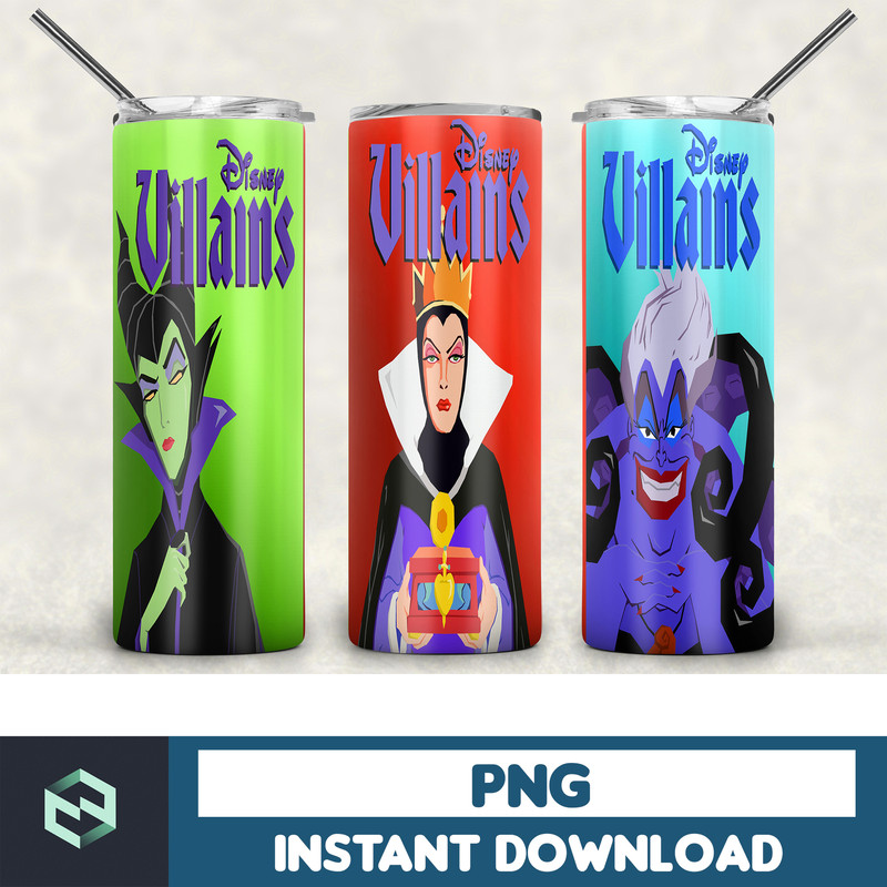 Disney Villains Tumbler 20oz Skinny Tumbler Wrap, Full Tumbler Wrap, Cartoon Tumbler Wrap, Sublimation Design, PNG Digital Download (8).jpg