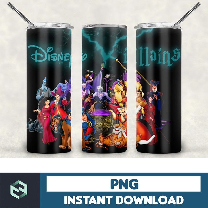 Disney Villains Tumbler 20oz Skinny Tumbler Wrap, Full Tumbler Wrap, Cartoon Tumbler Wrap, Sublimation Design, PNG Digital Download (12).jpg