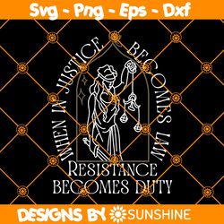 When Injustice Becomes Law Resistance Becomes Duty Svg, Notorious RBG Protest Svg, Social Justice Svg, File For Cricut