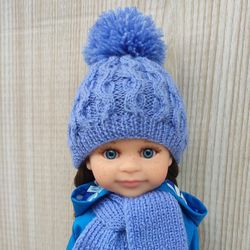Master class in knitting the Hat with pattern "Snake" and scarf on doll Paola-Reina 32-34 cm.
