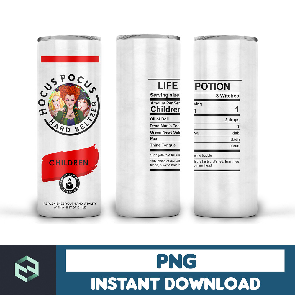 Hocus Pocus Tumbler Design, 20oz Skinny Tumbler Sublimation, Halloween Tumbler png, witches, Stickers Digital Download (6).jpg