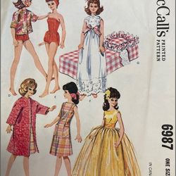 McCall's 6987 Doll clothes patterns for an 18 Inch dolls, Vintage pattern, Instruction in ENGLISH, Digital download PDF