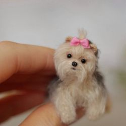 Miniature yorkie dog, Yorksire terrier, Dollhouse miniatures, Custom pet portrait from photo, Unique handmade gift