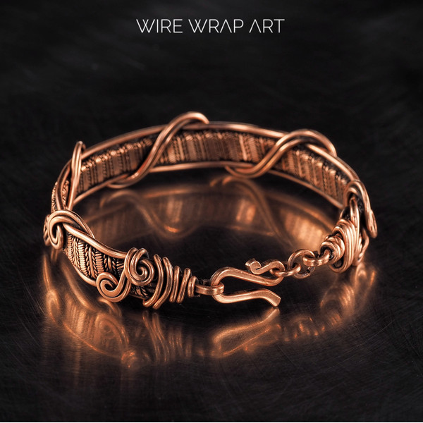 wirewrapart wire wrap art pure copper wire wrapped bracelet bangle handmade wrapping jewelry woven (2).jpeg