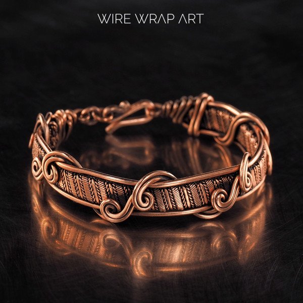 wirewrapart wire wrap art pure copper wire wrapped bracelet bangle handmade wrapping jewelry woven (4).jpeg