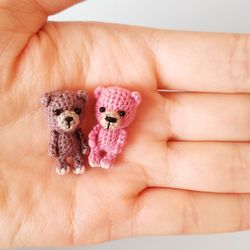 Set of 2 cute micro bears, Dollhouse miniatures, Miniature teddy bear, Roombox pet