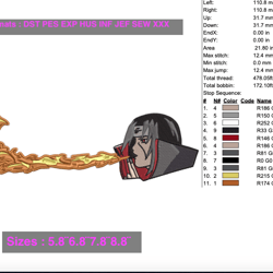 itachi swoosh n naruto embroidery design